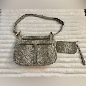 Travelon RFID Anti-Theft snakeskin Crossbody Shoulder Bag with Wallet